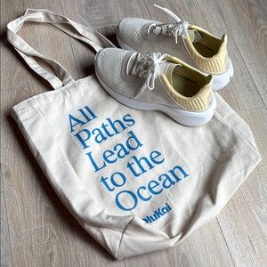 OluKai Mesh Sneakers in White and Yellow